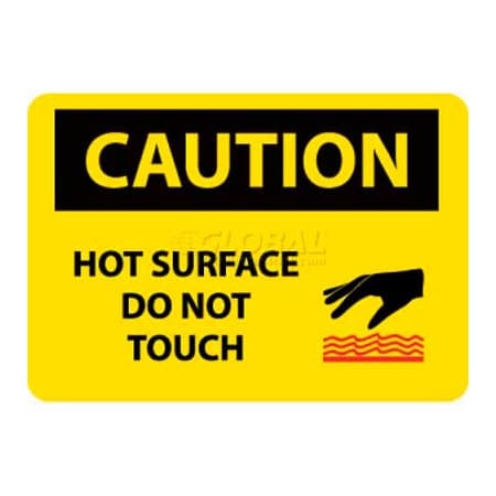 National Marker Co NMC OSHA Sign, Caution Hot Surface Do Not Touch, 10in X 14in, Yellow/Black C525AB